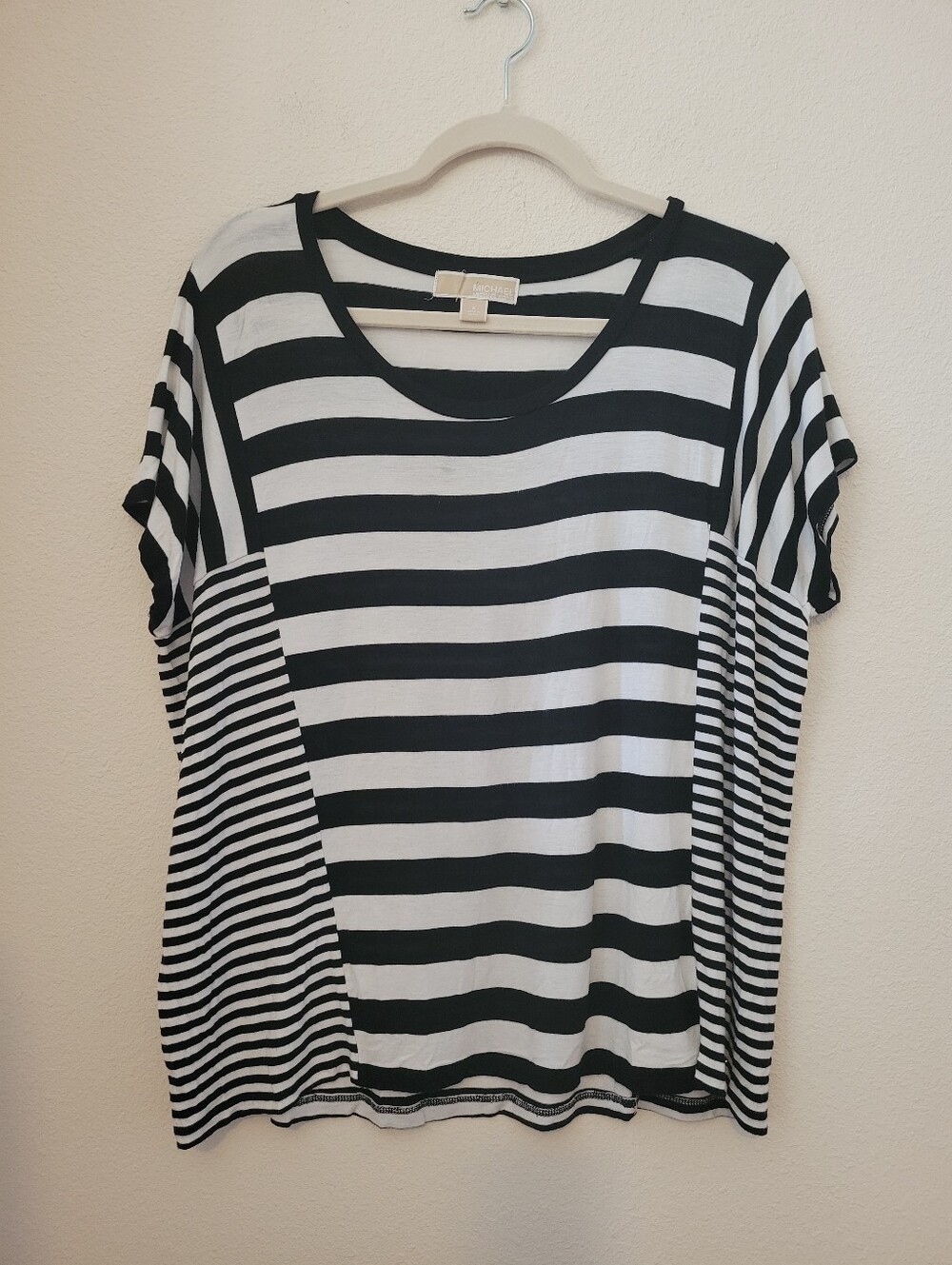 Michael Michael Kors Oversized Striped Rayon Tee, Cap Sleeves, S, EUC